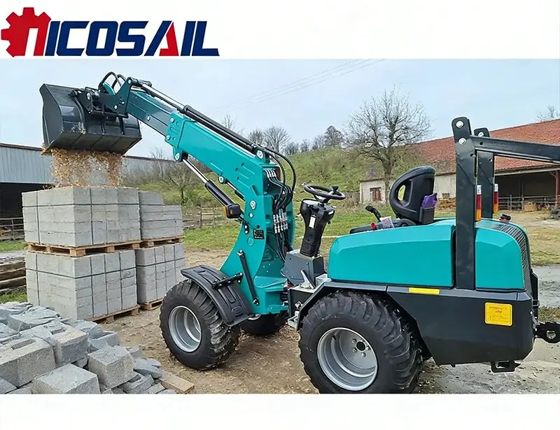 

Telescopic arm micro loader hydraulic household building ranch using 1-ton wheel telescopic loader for sale