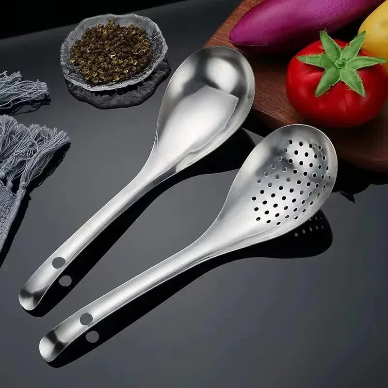 304 Stainless Steel Strainer Spoon Kitchen Colander Spoon Filter Strainer Food Scoop Perforated Skimmer Colander small tools