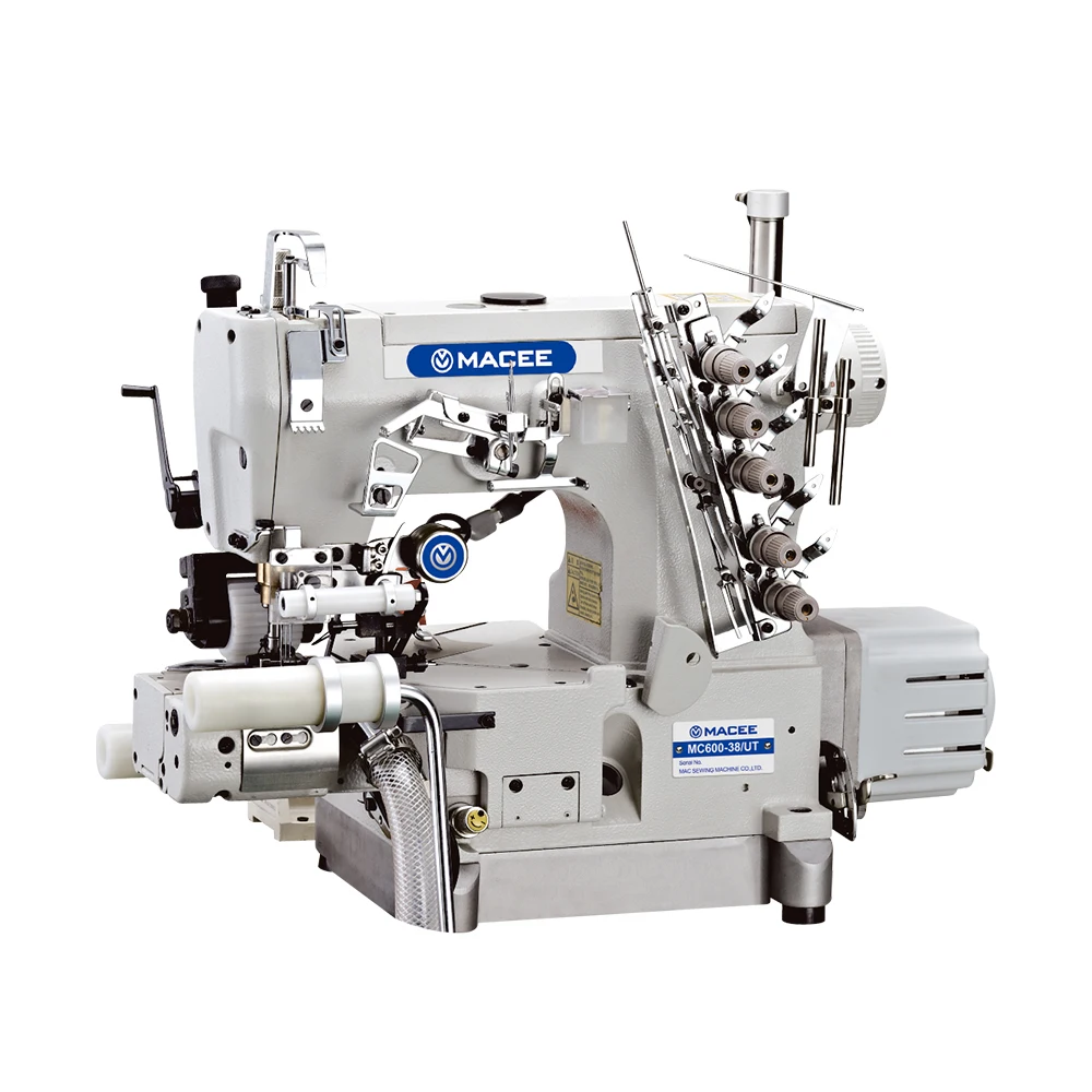 600D-38/UT Industray Full Automatic 3 Needle 5 Thread Right Cutter Cylinder Bed Sewing Machine