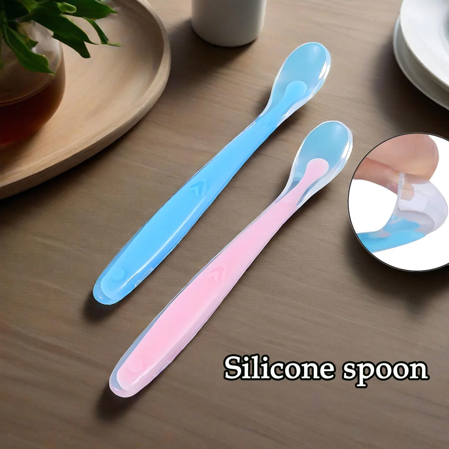 

Набор детских силиконовых мягких ложек из 2 предметов, не содержит специальной детской ложки для отлучения BPA, мягкая пищевая добавка с коробкой для хранения