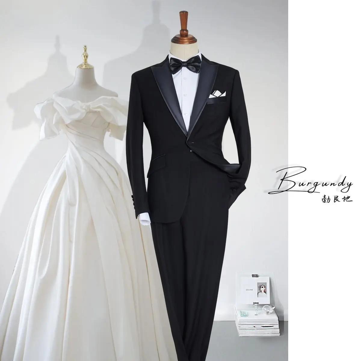 

ZX221Haute couture suit with peaked lapels, groom wedding suit, men's slim fit, handsome tuxedo dress