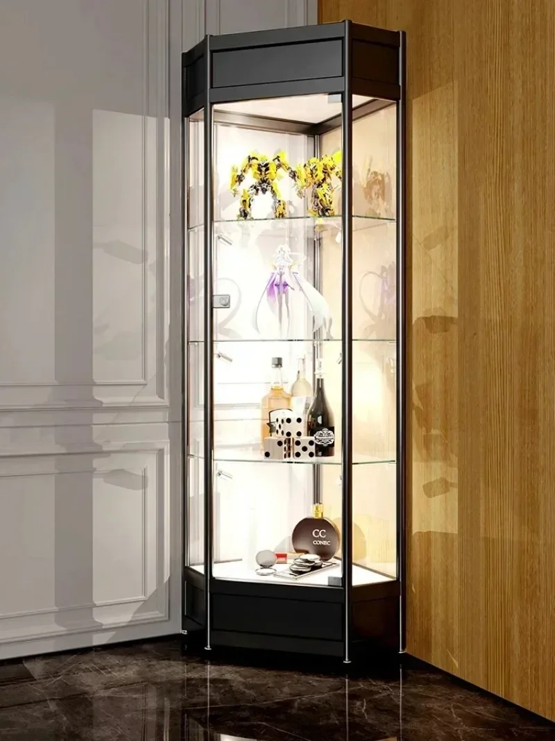 High Quality Handmade Model Corner Glass Display Cabinet, Eyeglass Store Shelf, Lego Gundam Glass Cabinet