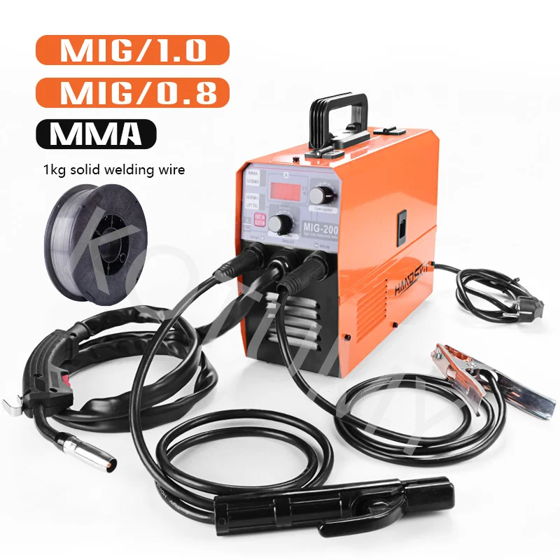 220V MIG-200 Welder Welding Machine With MIG TIG MMA 3 In 1 Function Fit Carbon Galvanized Stainless Steel For Soldering