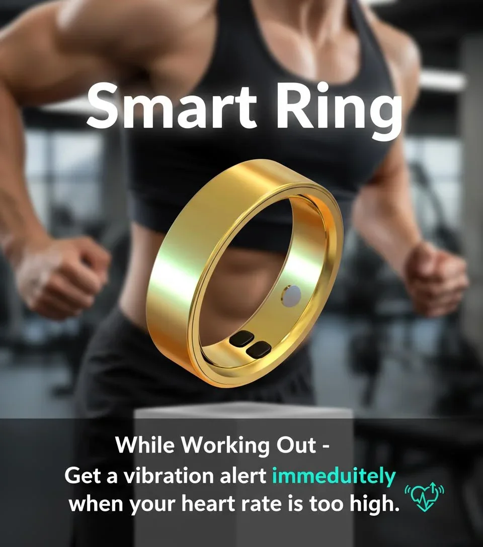 

QINO K19 Smart Ring with Vibration Call Notification Reminder for Men Stainless Steel Health Heart Rate Monitor Free Charge Case