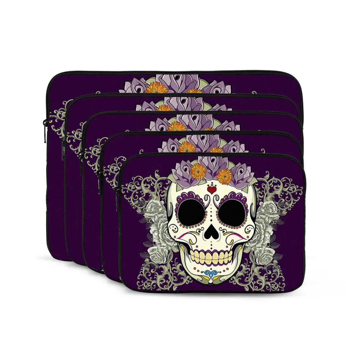 Vintage Sugar Skull And Flowers Art Computer ipad Laptop Cover Case Laptop Bag Horror,Halloween Portable Cover Fundas Pouch