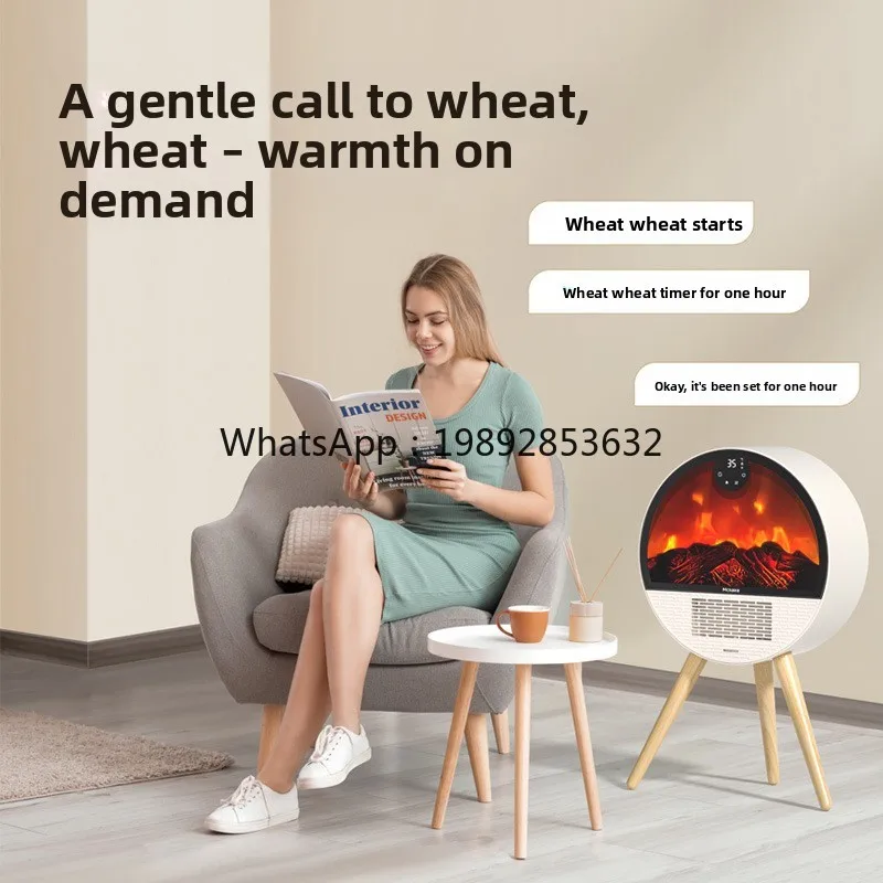 ZZ Heater Simulated Flame Home Intelligent Voice Remote Control Fireplace Winter Heating Electric Fan Heater