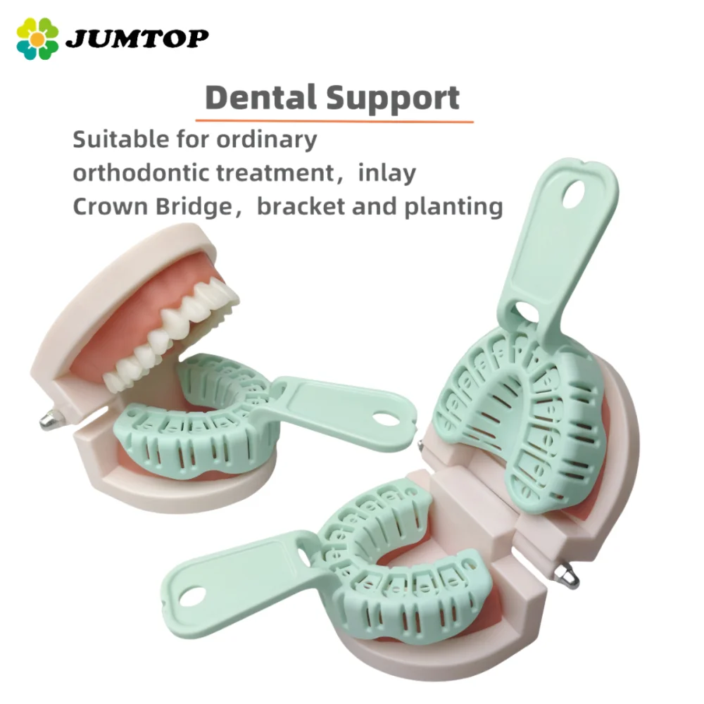 2PCS Dental Implant Impression Trays, Disposable Upper/Lower Jaw Plastic Trays for Orthodontic Procedures & Denture Making