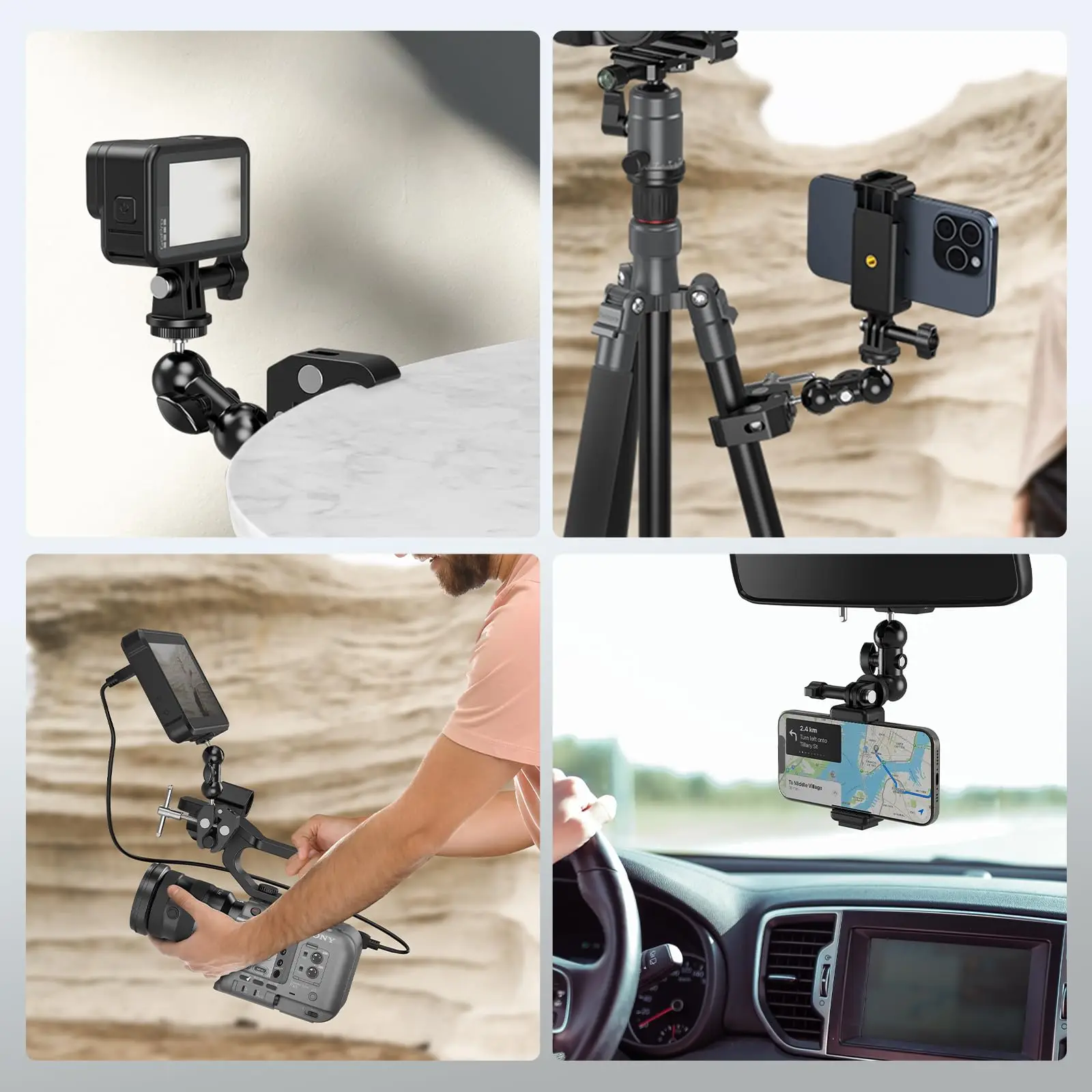 SmallRig Camera Mount Clamp Kit Ball Head Magic Arm with Clamp Super Clamp for Gopro Camera Phone Monitor & Light 4373