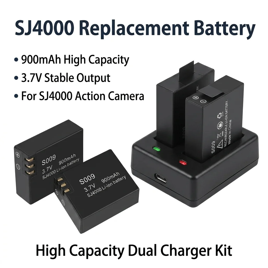 PURFIELD Rechargeable 3.7V 900mAh Li-ion Battery For Eken H9 SJ4000 SJ5000 SJ6000 SJ7000 WiFi M10 Sports Action Camera Battery