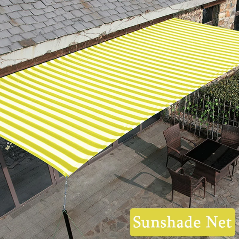 Yellow and white striped sunshade net outdoor car awning garden sunshade net swimming pool anti-ultraviolet pavilion sunshade