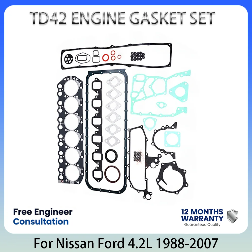 TD42 ENGINE GASKET SET For Nissan Patrol GQ Y60 Safari Ford Maverick 4.2L 4.2 L T L6 Cylinder OHV Diesel 1988-2007 10101-06JX6