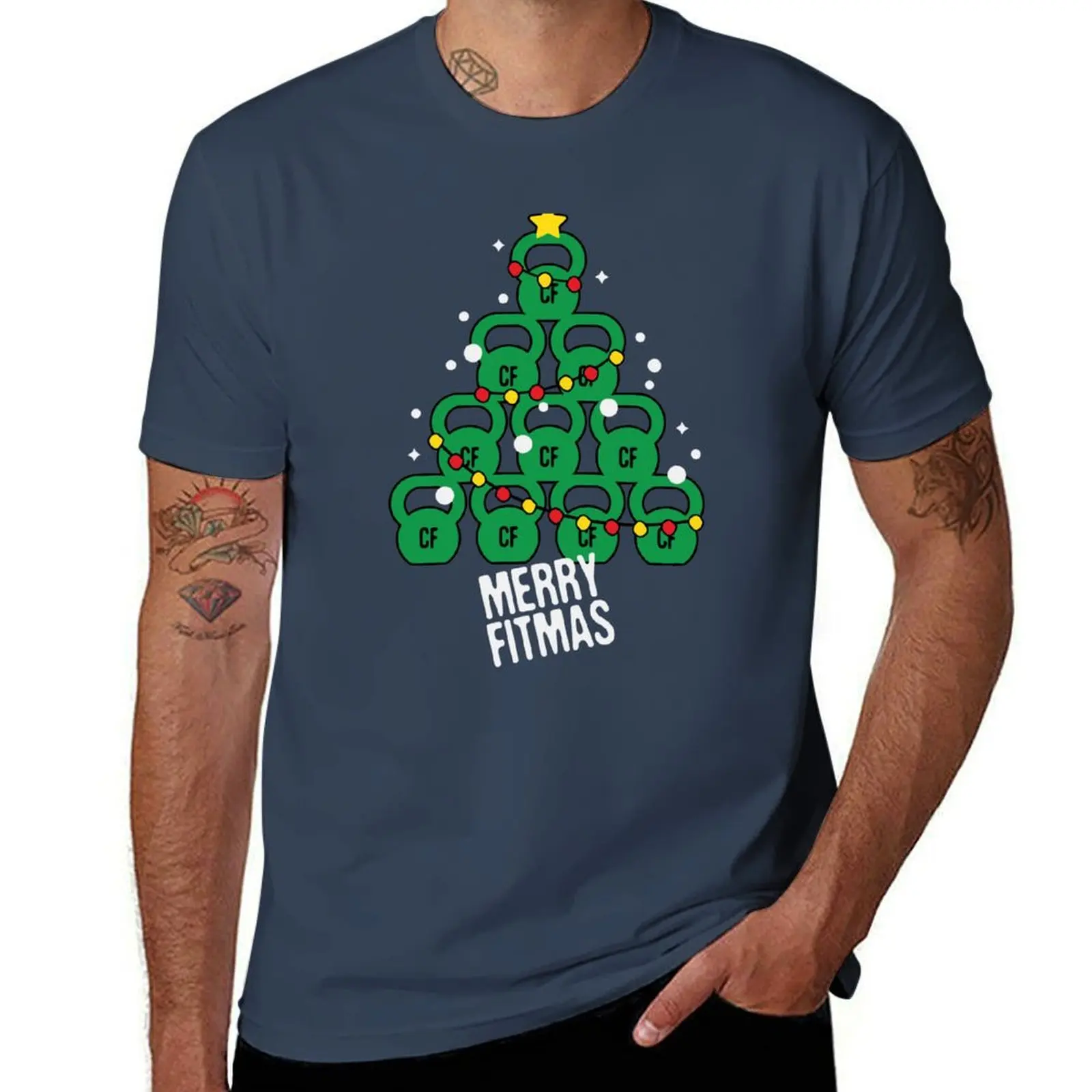 

Kettlebell tree, Merry Christmas tree, Xmas workout, Merry Fitmas, Weightlifter T-Shirt anime t shirts oversize T-Shirt