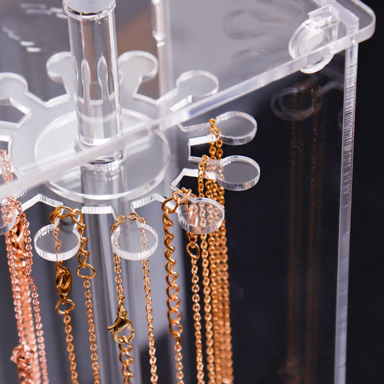 

Clear Necklace Storage Box Display Stand Multiple Hooks Jewelry Display Case for Shop