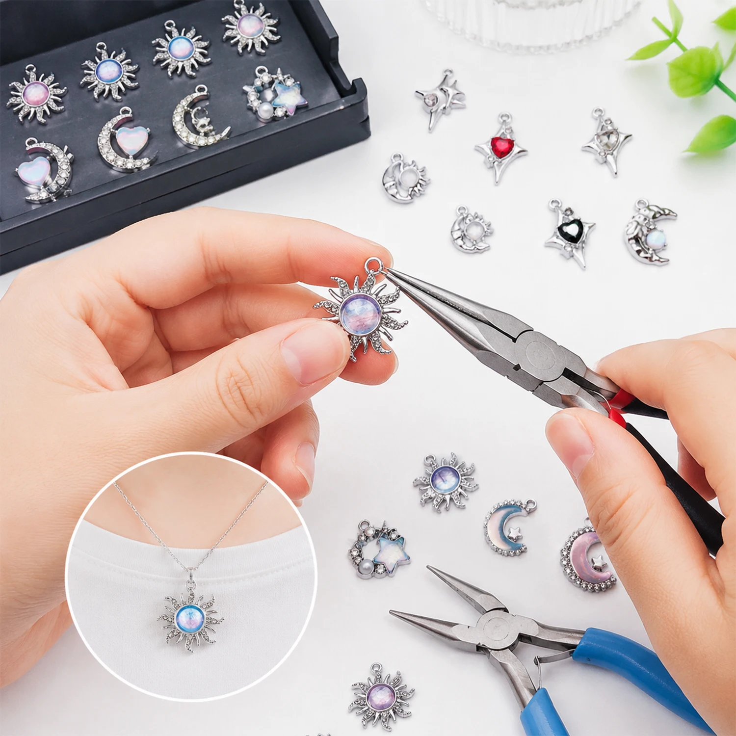 5/20pcs New Star Moon Enamel Charms Blue Fashion Style Pendants For Making DIY Handmade Findings Accessories Necklace Jewelry - view 2