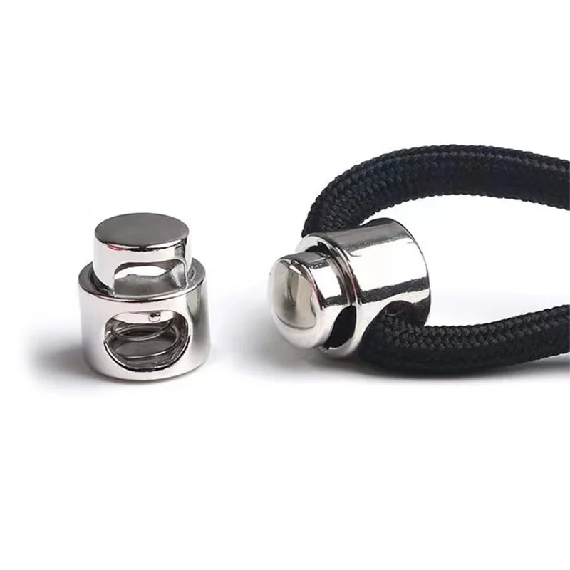 10pcs Drawstring Stops Toggle Stopper Metal Clasp Single Hole Cord Lock Clip Spring Buckle Accessories End Button Gold Black