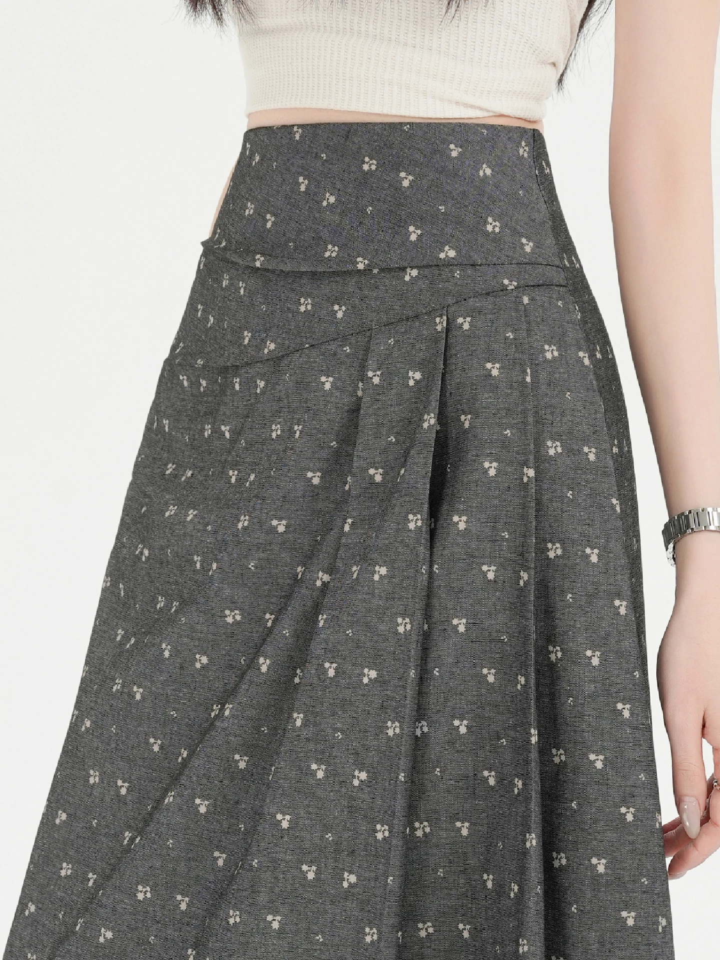 

Новая женская юбка-трапеция с высокой талией и плиссировкой в корейском стиле для весны и лета, в стиле ретро, для повседневной носки