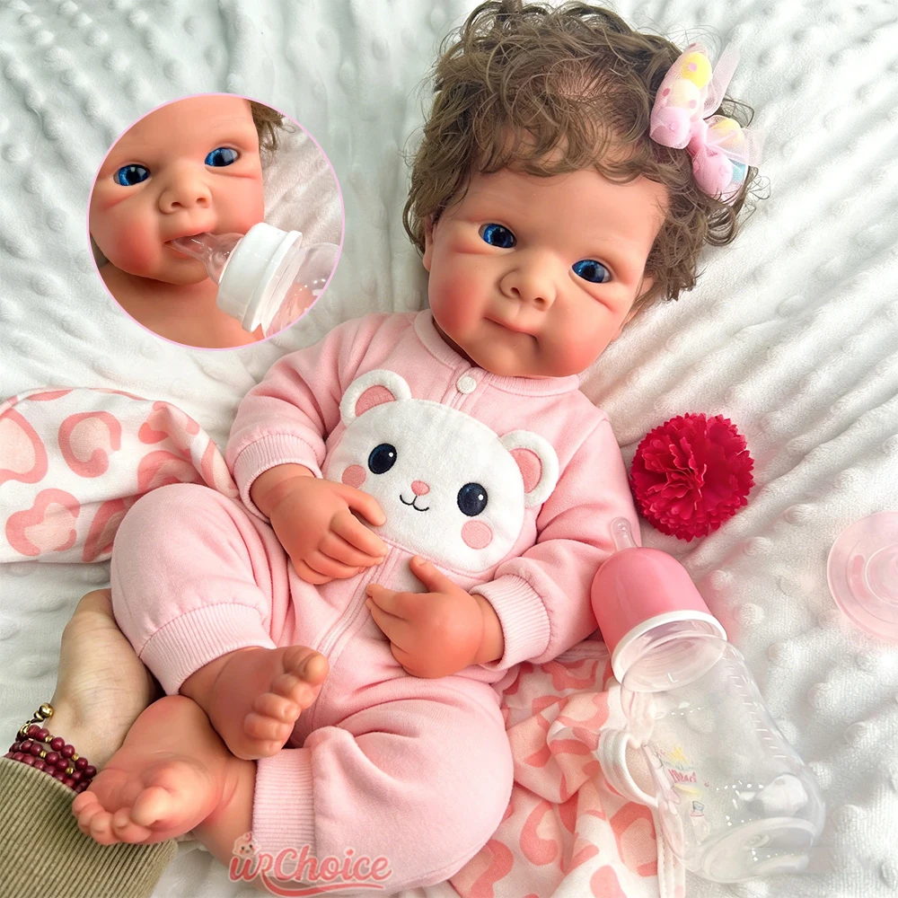 

48cm Weighted Silicone Reborn Baby Girl Bettie with Rooted Hair and Open Mouth Doll for Newborn Photographers Christmas Gift