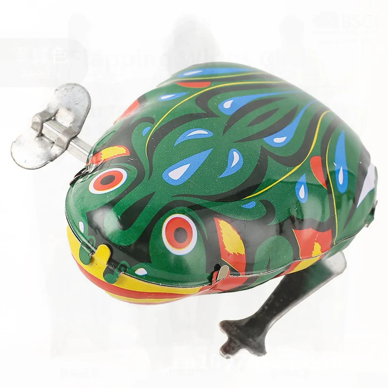 القصدير الضفدع لعبة الحنين الربيع تحميل القفز الطفل سلسلة لعبة معدنية خمر بالجملة