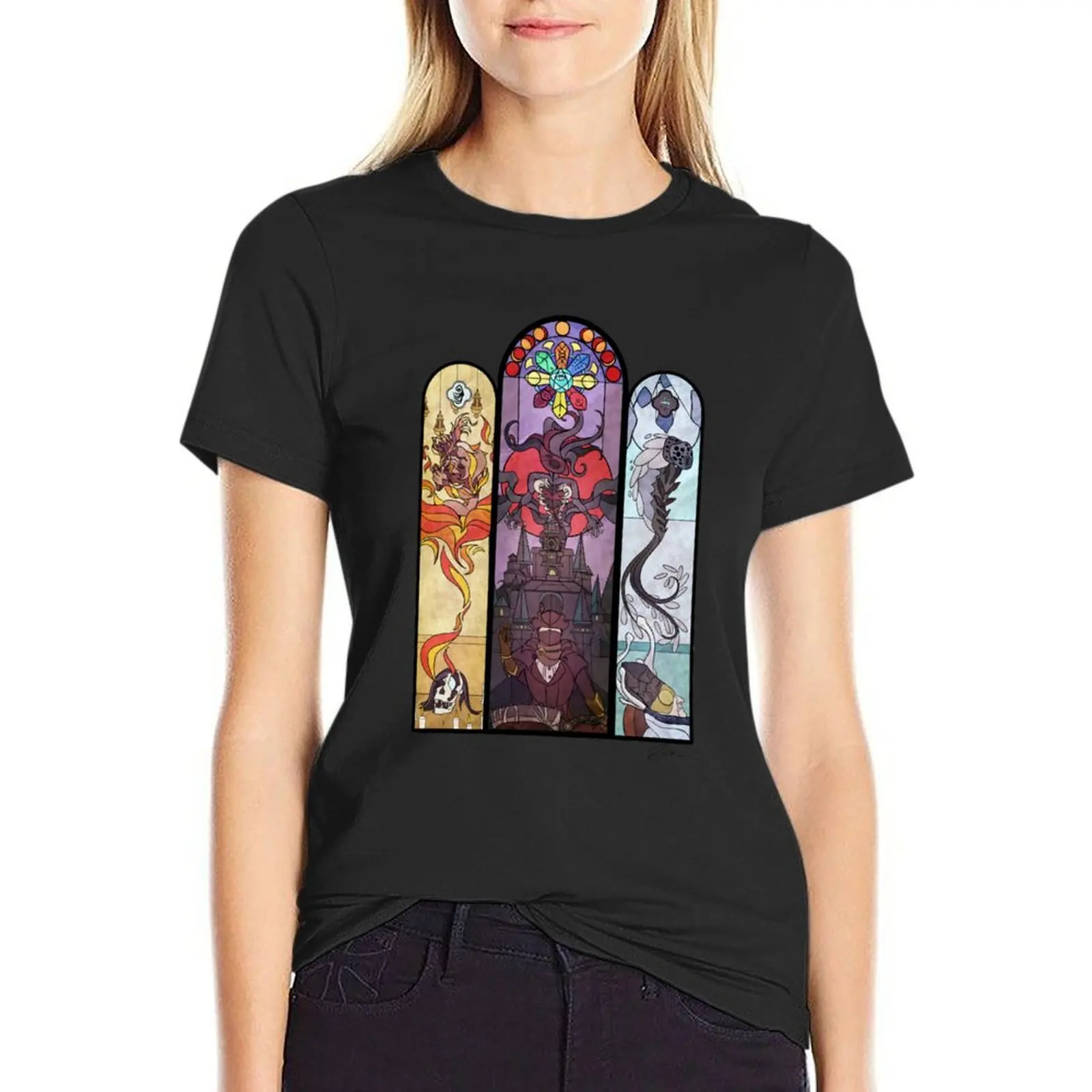 Yharnam Stained Glass T-Shirt quick drying female tops fashion woman blouse 2024