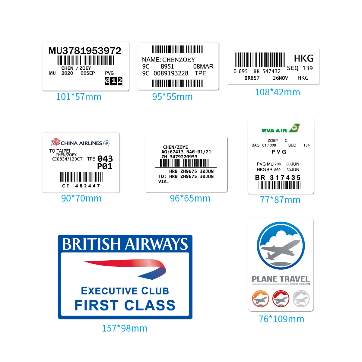 30PCS Boarding Pass Air Tickets Graffiti Stickers DIY Travel Luggage Guitar Laptop Waterproof Classic Cool Stickers Kid Toy