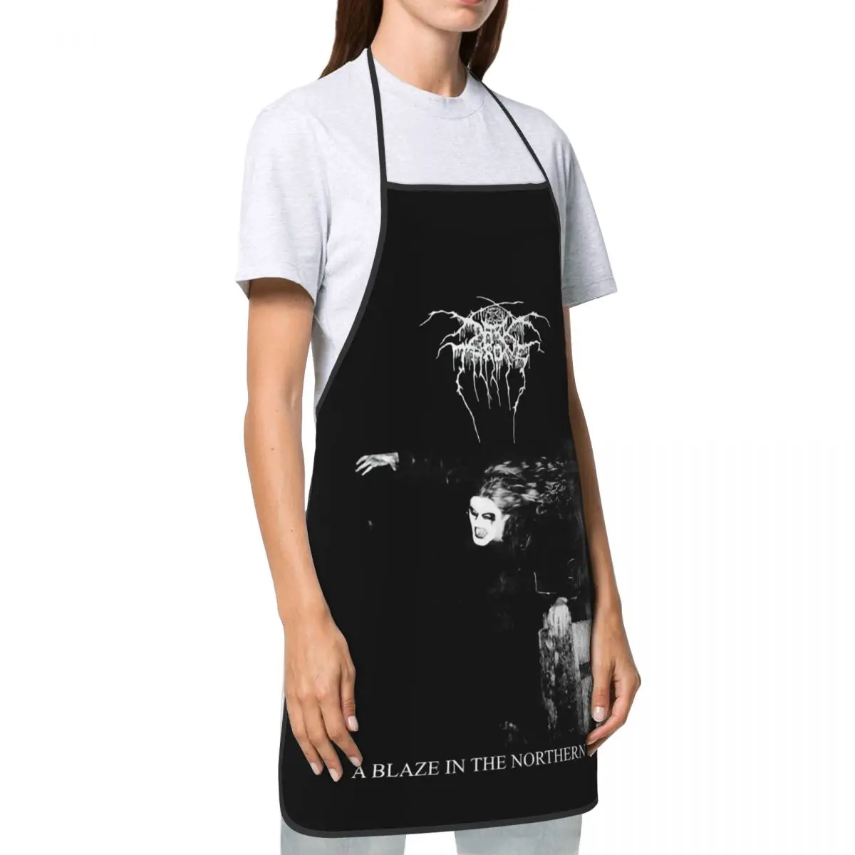 Custom Unisex Darkthrones A Blaze Sky Bib Apron Adult Women Men Chef Tablier Cuisine for Kitchen Cooking Black Metal Band Baking