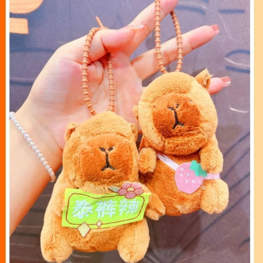 Cute Toy Plush Capybara Keychain Stuffed Animals Guinea Pig Simulation Capybara Pendant Soft Cartoon Capybara Car Key Ring