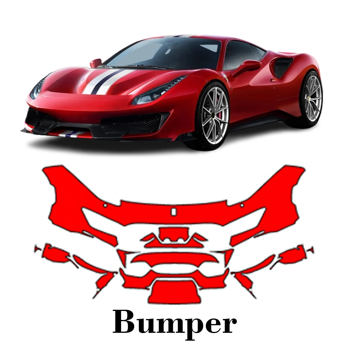 

Автомобильная предварительно вырезанная защитная пленка для краски, передний бампер, защита от царапин, внешний ТПУ PPF для Ferrari 488 Pista 2018-2020