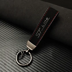 2024 Suede Leather ST Line Man Women Luxury Car Keychain For Ford Puma Kuga Edge Ecosport Mondeo Focus Fiesta ST Line Keychain