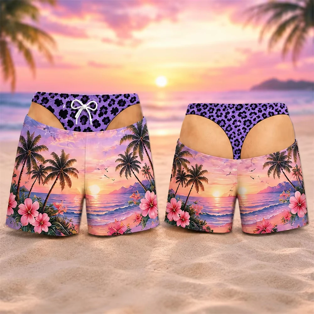 Hawaii Leopardenmuster Design Herren Badehose 3D-Druck Lustiges Fake-Butt-Muster Strandshorts Sommer Outdoor Persönlichkeit Brandneu – Detail 9