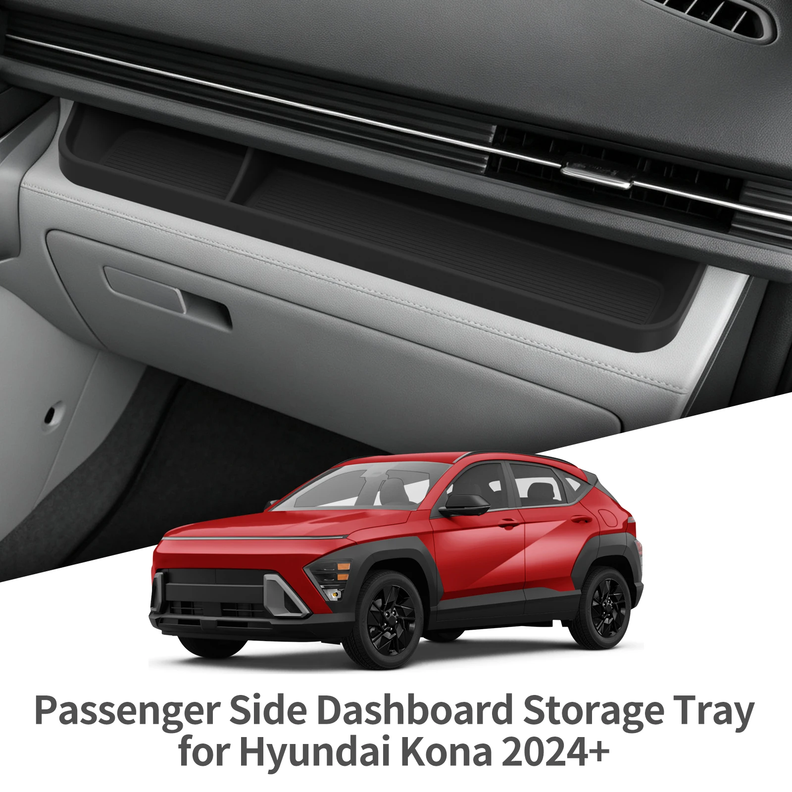 Smabee für Hyundai Kona 2. Generation 2024-2026 Beifahrer-Armaturenbrett-Aufbewahrungsbox Silikon-Organizer Autozubehör – Detail 1