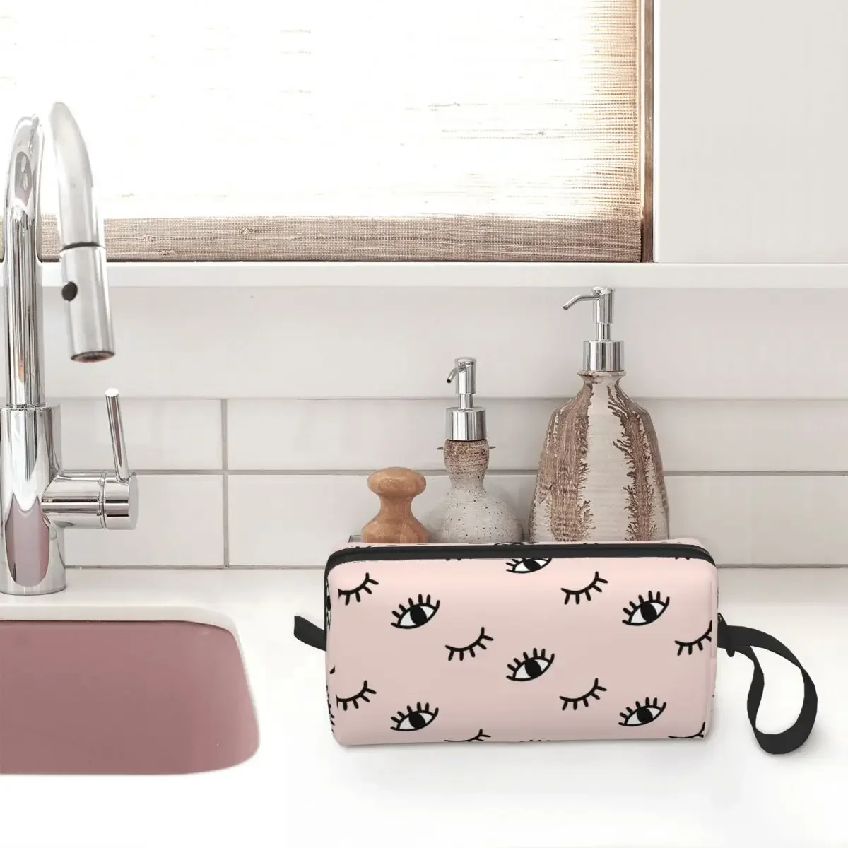Hand Drawn Eye Doodles Makeup Bags Men Cosmetic Bag Fashion Travel Makeup Organizer Case image 2