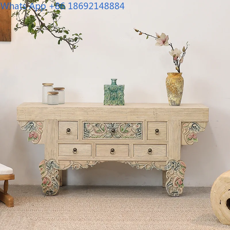 

Solid Wood Painted Altar Table Entrance Offering Table Wabi-Sabi Style Southeast Asian Style Furniture Table