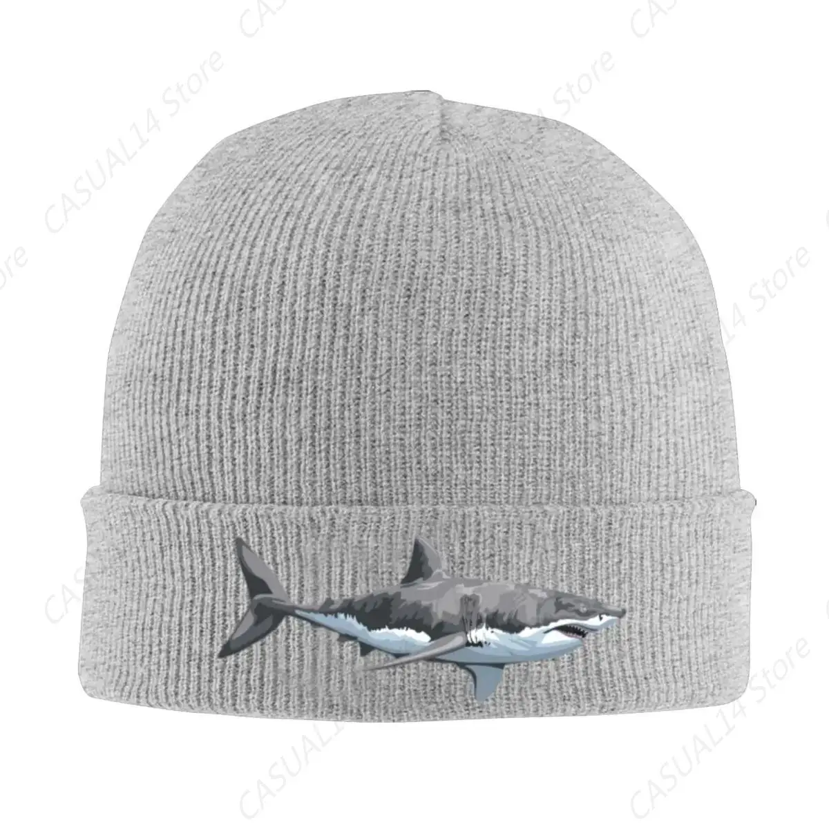 Great White Shark Warm Knitted Cap Fashion Bonnet Hat Autumn Winter Outdoor Beanies Hats For Men Women Adult