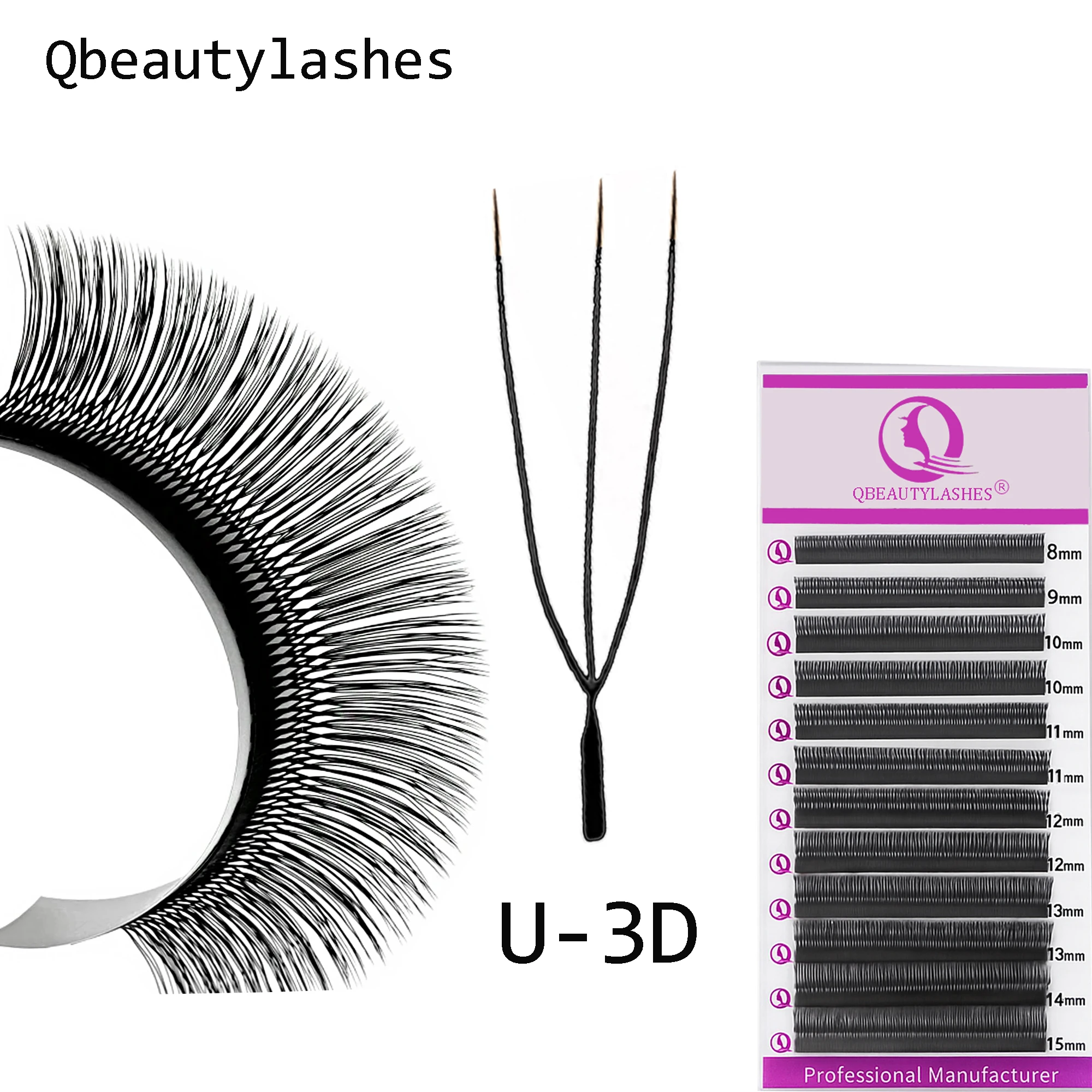 Qbeautyelashes U على شكل YY 3D 4D 5D W رموش تمديد YY طبيعة بلوم الرموش الصناعية المشجعين مسبقة الصنع أدوات التجميل #4
