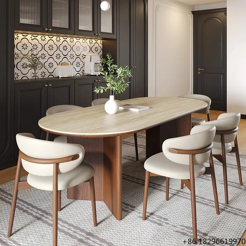 Modern Solid Wood Dining Table Chair Set Extendable for Home Kitchen Living Room Restaurant