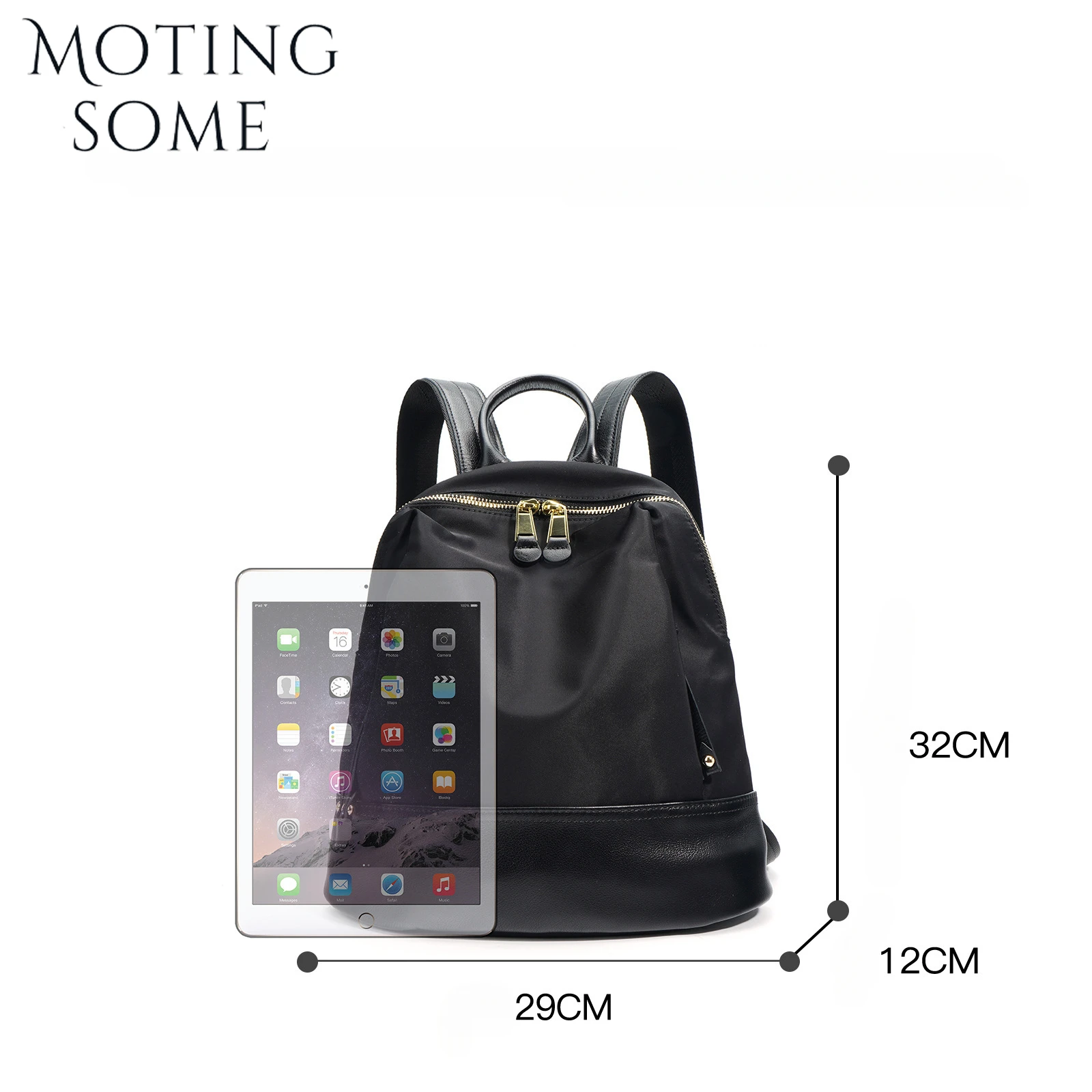 Motingsome School Bag Women Backpack Luxury Nylon + Cowhide 2024 New Autumn and Winter Travel Bag Oxford Cloth Junior Back Pack