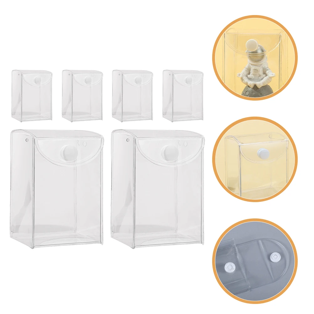 

6pcs Clear Display Box Storage Container For Showcase Transparent Stackable Dust-Proof Holder Protection Case