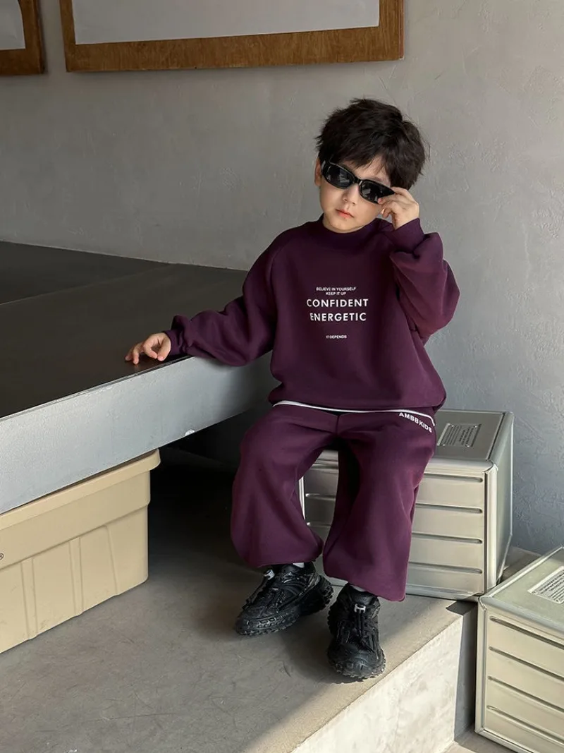 RAISE Winter-Set für Teenager-Jungen, 2-teiliges Kleidungsset, Sweatshirt mit Buchstabenmuster und Fleece-Unterhose, warmes, dickes Kinder-Outfit für Jungen. – Detail 23