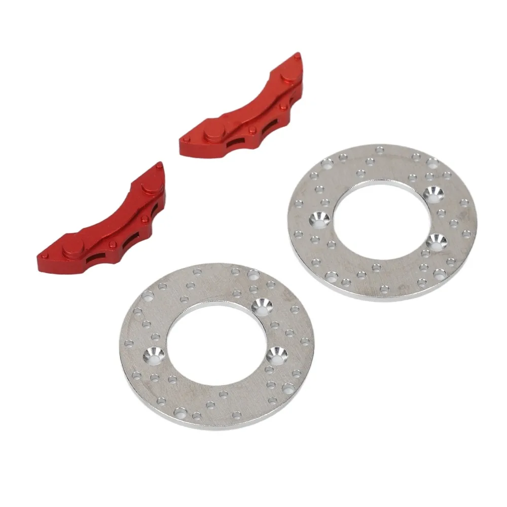 2 Pcs/Set Aluminum Alloy RC Wheel Brake Disc RC Upgrade Part Silver RC Brake Caliper Set for Traxxas TRX4/TRX6 1/10 RC Cars