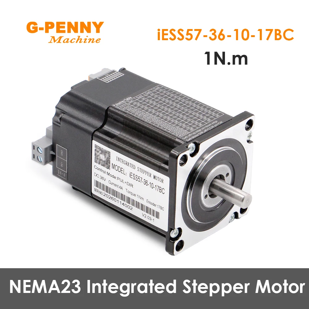

Шаговый двигатель JMC NEMA23 1.0Н·м 4А 36В с интегрированным абсолютным энкодером 17-бит и закрытым контуром iESS57-36-10-17BC