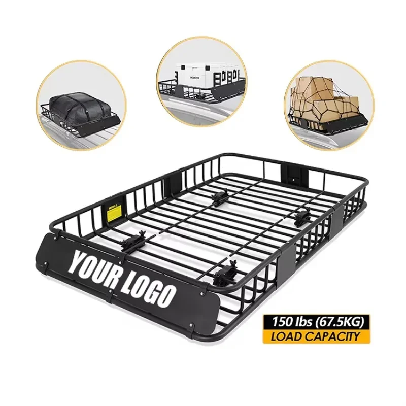 

150 lb 64 Heavy Duty Extended Travel Universal Roof Trunk Cargo Carrier Basket for Cars Off-Road Vehicles Trucks