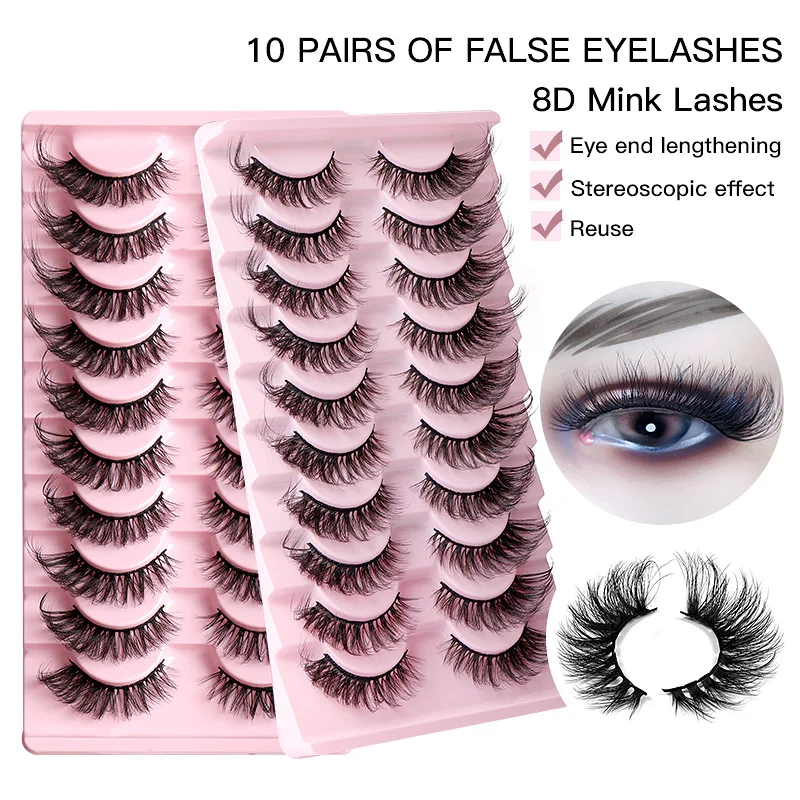 Natural False Eyelashes 10 Pairs Maquiagem Soft Faux Mink Lashes Reusable Fluffy Half Eyelash Makeup Product