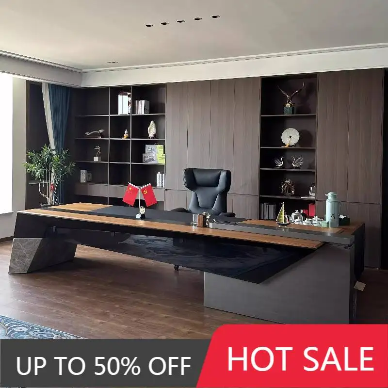 Storage Luxury Executive Office Desk Desktop Big Black Adjustable Computer Desk Gaming Study Mesa Escriotorio Work Station Table