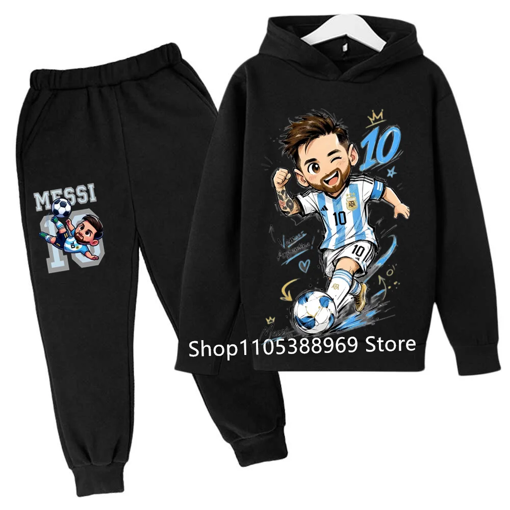 Spring Autumn Children's Set Sports Messi Print Hoodie Set Pants Suit 2pcs Set Boys Girls Kid Clothing Casual Fashion Tracksuit