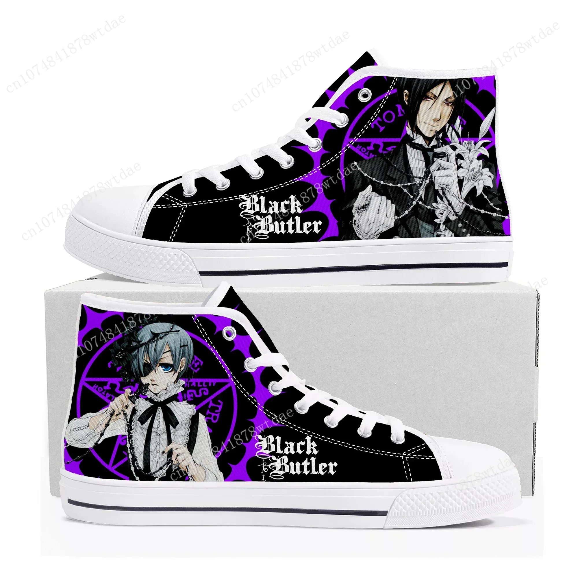 Black Butler  High Top Sneakers Mens Womens High Quality Canvas Sneaker Japanese Anime Manga Couple Customized Shoes