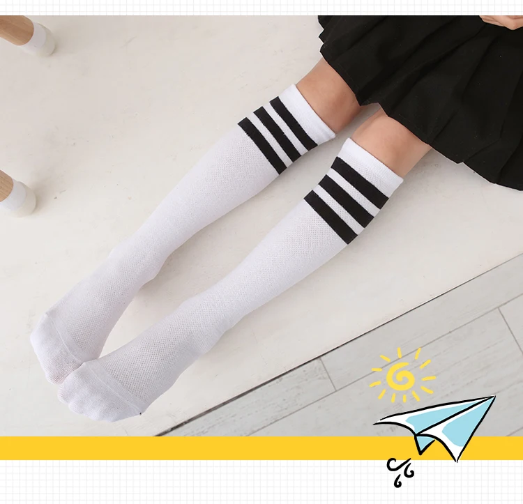 Frühlings- und Sommersocken für Kinder und Mädchen, atmungsaktiv, gestreift, niedliche Mittelrohrstrümpfe, Studenten-Overknee-hohe lange Socken – Detail 15