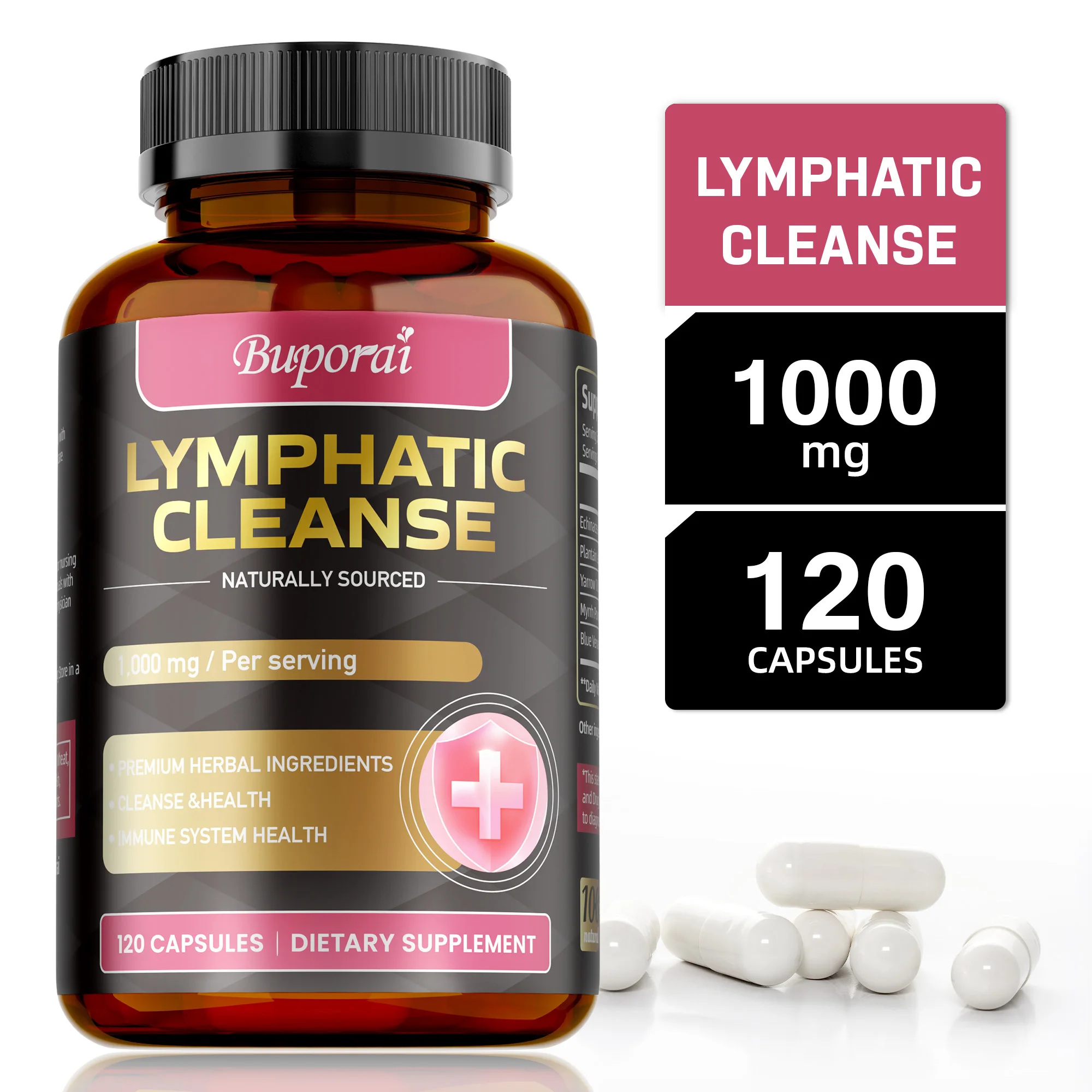 

Lymphatic Cleanse Supplement - Promotes Overall Well-being, Supports Lymphatic Cleansing, Improving Immunity, Boosts Energy