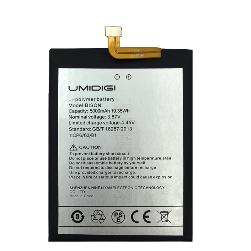 Original Battery For UMI Umidigi BISON Bison PRO, 5000mAh Phone Replacement Batteries, Fast Shipping, 2024 Years