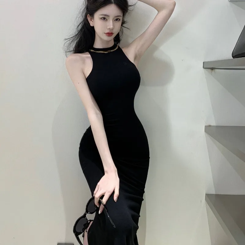 Kalan puro desejo svel feminino dr verão novo gola alta fino ajuste camada base saia longa coreano sle commute dr