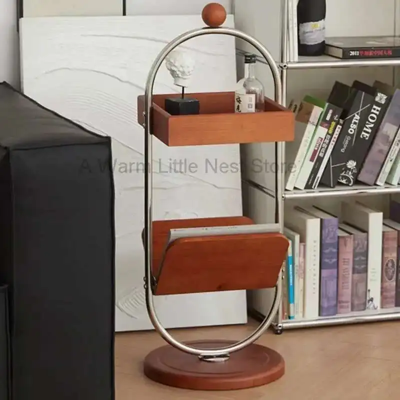 

Vintage Design Solid Wood Material Can Be Used For Sofa Side Tables Creative Double-layer Storage Small Tables Leisure Tables